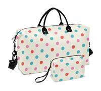 Trendy Polka Dot Teal Red Peach Large Travel Duffel Bagaglio Weekender Pernottamento Borsa Palestra Tote Bag con Cinghia Regolabile per Yoga 2 Pz Set bolso para en Avion