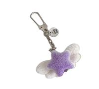 Trendy - Portachiavi a forma di stella con ali d'angelo, morbido al tatto, perfetto per dare fascino a teenager, dolce peluche