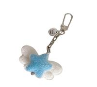 Trendy - Portachiavi a forma di stella con ali d'angelo, morbido al tatto, perfetto per dare fascino a teenager, dolce peluche