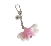 Trendy - Portachiavi a forma di stella con ali d'angelo, morbido al tatto, perfetto per dare fascino a teenager, dolce peluche
