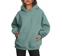 Trendy Queen - Felpe con Cappuccio Oversize da Donna in Pile, a Maniche Lunghe, Pullover Autunnali e Invernali, Lago, Small