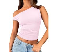 Trendy Queen, Top da Donna Corto con Spalle Scoperte, per Uscire e per la Primavera e L'Estate, alla Moda, Collezione 2025, Rosa, S