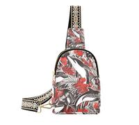 Trendy Red and Black Vintage Flowers piccolo marsupio carino crossover borse per le donne per il pacchetto di giorno, Fiori vintage rossi e neri, 1 size