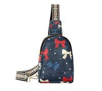 Trendy Red White e Blue Bow Independence Day borse corpo per impermeabile marrone in pelle marsupio per escursioni, Fiocco rosso, bianco e blu, Giorno dell'Indipendenza, 1 size