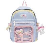 Trendy Reticulation View Schoolbag Sofisticato Ciondolo Abbellimenti Tessuto Resistente alle intemperie Multi Funzionale Compartimentazione Comfort Trasporto Risoluzione Incantevole Incantevole Anime