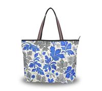 Trendy Retro Floreale Grigio Blu Buttercup Patata Dolce Modello tessuto di seta con cerniera borse tote da viaggio eleganti borse e borse da donna
