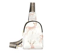 Trendy Rose Gold Christmas Deer borsa a tracolla robusta crossover borse per le donne per il pacchetto di giorno, Cervo natalizio in oro rosa, 1 size