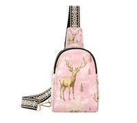 Trendy Rose Gold Christmas Deer borse fanny pack leggero crossbody borse per le donne per l'escursionismo, Cervo natalizio in oro rosa, 1 size