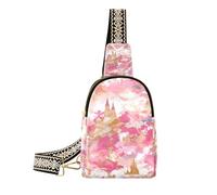 Trendy Rose Golden Fairy Tale Castle borsa a tracolla leggera piccole borse a tracolla per il pacchetto di giorno, Castello delle fiabe d'oro rosa, 1 size