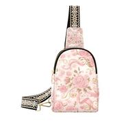 Trendy Roses Gold Romantic Roses per San Valentino borsa a tracolla robusta crossbody fanny pack petto per giorno pack, Rose Gold Rose romantiche per San Valentino, 1 size