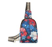 Trendy rosso blu e fiore e bianchi Independence Day bag fanny pack carino piccolo marsupio per il viaggio, Rosso, blu e FIORE e bianchi, Giorno dell'Indipendenza, 1 size