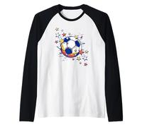 Trendy Soccer Ball From The Stars Retro Chest Logo Maglia con Maniche Raglan