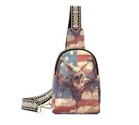Trendy Spaventoso Animal Vampire Bat 4 luglio Giorno dell'Indipendenza borsa a tracolla robusto marsupio a tracolla per viaggi, animale spaventoso Vampiro pipistrello 4 luglio Giorno dell'Indipendenza