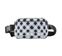 Trendy Squares Yellow Rose Gold Elegante Marsupio Borsa a Tracolla per Donne Uomini Adolescenti Grande Capacità Crossbody Borsa a Tracolla, Bianco Romboide Blu Navy, 1 size