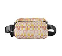Trendy Squares Yellow Rose Gold Elegante Marsupio Borsa a Tracolla per Donne Uomini Adolescenti Grande Capacità Crossbody Borsa a Tracolla, Quadrati Giallo Oro Rosa, 1 size