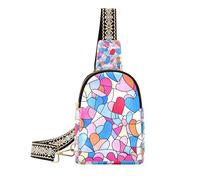 Trendy Stained Glass Anime Cuore San Valentino marsupio croce in pelle zaino borsa per le donne per il giorno pack, vetro colorato Anime cuore San Valentino, 1 size
