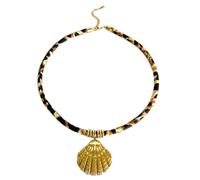 Trendy Stampa Leopardo Pendente Collana In Acciaio Inox E Morbido Cavo Corda Collare Collana Moda Colarbone Regalo Comodo Usura, Taglia unica, come descritto, come descritto