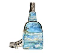 Trendy Summer Beach Blue Sea Beautiful Sunshine Green Coconut Trees Wave Surfing crossbody borsa a tracolla multiuso borsa a tracolla per le donne per il pacchetto di giorno, Spiaggia estiva, mare