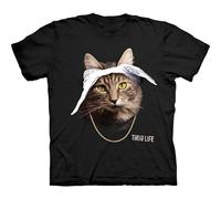 Trendy T-Shirt The Mountain Tupaw Manimal Cat Men's Fashion Crew Neck Short Sleeves Cotton Tops Clothing Black Black S