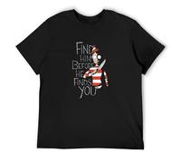 Trendy T-Shirt Where's Wally (Waldo) Find Him Before He Finds You O Neck Men Black L