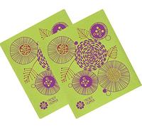 Trendy Tripper Strofinaccio svedese Jenn Ski Mid-Century Modern Design - Fiori floreali (rosso + viola su mela) (2)