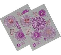 Trendy Tripper Strofinaccio svedese Jenn Ski Mid-Century Modern Design - Fiori (rosso + viola su grigio) (2)