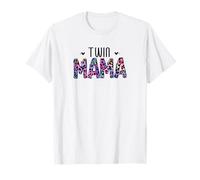 Trendy Twin Mama Cute Leopard Print Design for Mom of Twins Maglietta