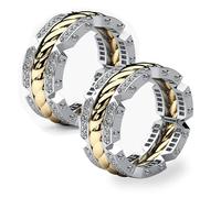 Trendy Two-Tone Chain Wave Irregular Inlaid White Crystal Zircon Alloy Men Ring For Male Party Jewelry Accessories Size 6-13 Nice processing