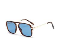 Trendy Vintage Aviatore Occhiali da sole quadrati per donne uomini retrò 70s (Carey/Blu)