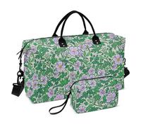 Trendy Vintage Fiore Verde Viola Grande Borsa Carry on Weekender Pernottamento Borsa Sport Duffel Borse con Cinghia Regolabile per Trekking Multifunzionale bolsas Grandes para Mujer