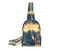 Trendy Western Cowboy Dream Catcher Dark Blue borsa a tracolla da viaggio robusta grande marsupio crossbody per day pack