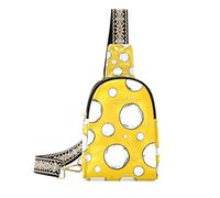 Trendy White Circular Spot su uno sfondo giallo borse per le donne impermeabili grandi marsupi per il giorno pack, Macchie circolari bianche su sfondo giallo, 1 size