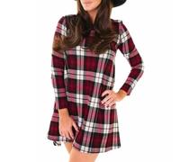 TrendyFashion Abito da donna a maniche lunghe con stampa scozzese a quadri scozzesi caldo abito a tunica da donna taglia 40-58, Dolly Tartan, 40-42