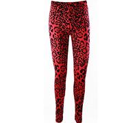 TrendyFashion Leggings lunghi da donna in viscosa elasticizzata, taglie dalla 40 alla 58, Leopardo rosso., 44-46