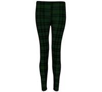 TrendyFashion Leggings lunghi da donna in viscosa elasticizzata, taglie dalla 40 alla 58, Tartan Verde, 52-54