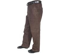 TrendyFashion Pantaloni da uomo comodi in velluto a coste elasticizzato per adulti, da ufficio, cintura con 3 tasche, Marrone, 34W x 31L