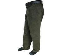 TrendyFashion Pantaloni da uomo comodi in velluto a coste elasticizzato per adulti, da ufficio, cintura con 3 tasche, Oliva, 34W x 31L