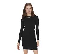 TRENDYOL Abito da Donna Aderente Aderente in Maglia con Colletto rialzato, Nero, S