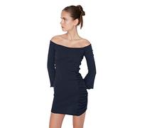 Trendyol Abito da Donna Aderente con Colletto Carmen Vestito, Blu Navy, M