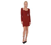 Trendyol Abito da Donna in Maglia Girocollo Standard Sottile Vestito, Marrone, S