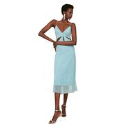 Trendyol Abito da Donna in Tessuto Regolare con Orlo a Volant, Nero, 70