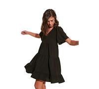 Trendyol Abito Largo con Taglio Dress, Nero, 44 Donna