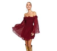 Trendyol Abito da Donna TPRSS23EL00096, Borgogna, 38