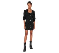 Trendyol Abito Donna Mini A-Line in Denim con Scollo a V Vestito, Nero, 70