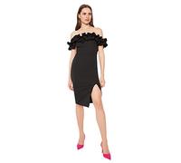 Trendyol Abito Midi Aderente Vestito, Nero, 70 Donna