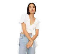 Trendyol Aderente da Donna Camicetta Tessuto Cache-Coeur Basic Regular Fit, Ecru, 40