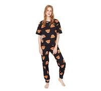 Trendyol Anthracite Teddy Bear Printed Knitted Pajamas, Anthracite,