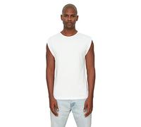 Trendyol Bianco Basic vestibilità Regolare 100% Cotone Colletto Rotondo Zero Manica Athlet T-Shirt, XL Uomo