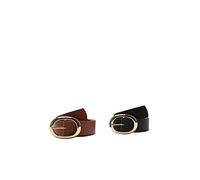 Trendyol Black Cintura da Donna con Fibbia, Confezione da 2, Taba Nero, S