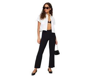 Trendyol Black Straight Cut Pleated Pants Boxer Bambino, 38 da Donna